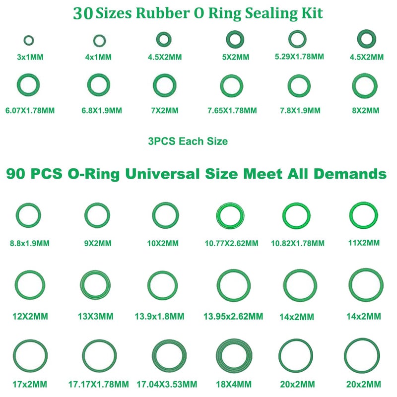 Lucstar 195PCS A/C Seal Kit,AC O Ring Assortment Kit, AC Gasket Seal Kit, Automotive Replacement Air Conditioning Compressors Port Sealing Washers,R 134a Refrigerant for AC Valve Core - Image 3